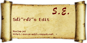 Sörös Edit névjegykártya